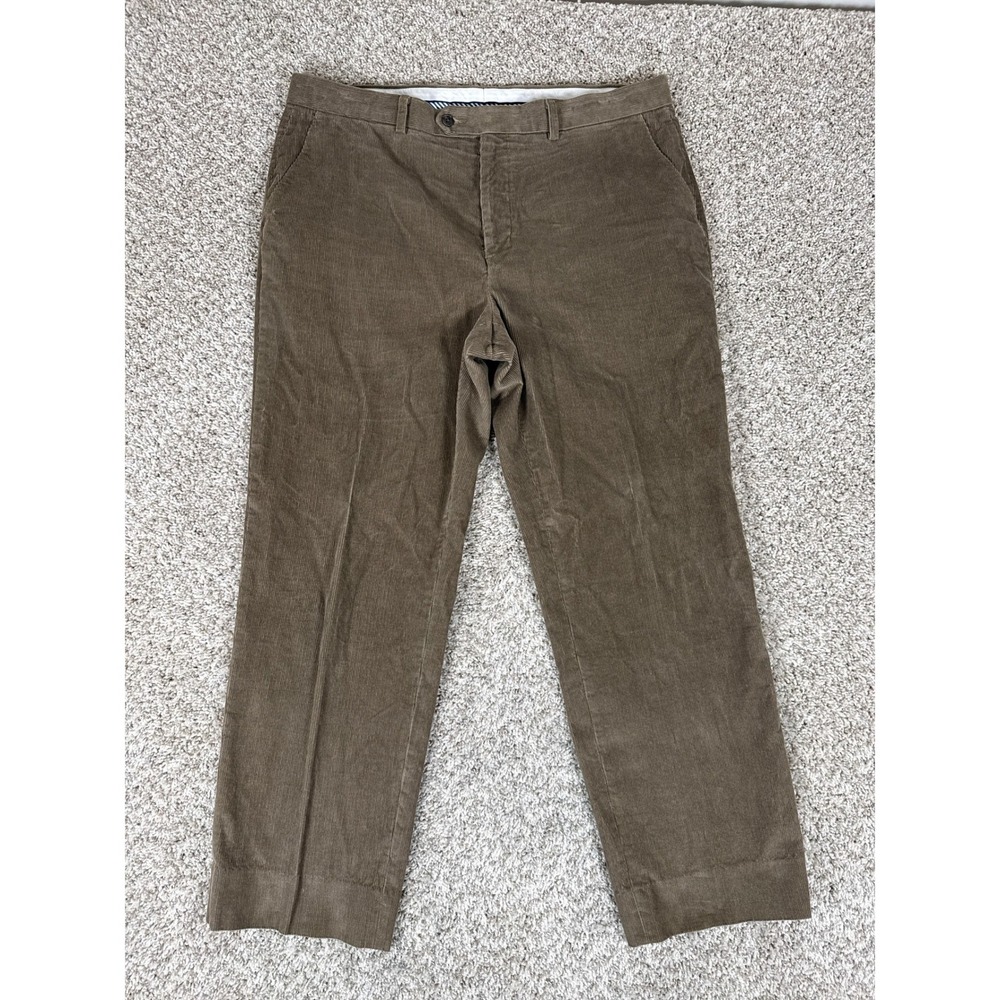 Ralph Lauren Pants Mens 36x32 Brown Straight Leg Trousers Pleated‎ Actual 36x29